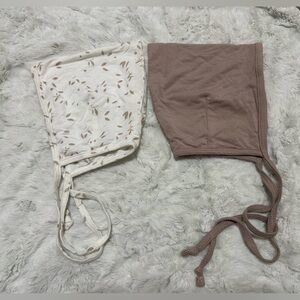 Lou Lou & company bonnets. Size 6-12 months. Colors fawn & white w/ tan leaves.